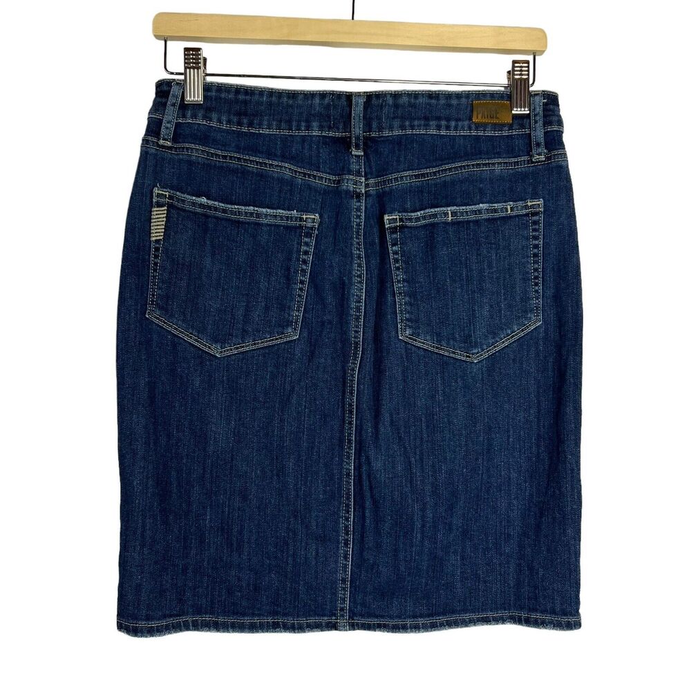 Paige Jean Skirt Women’s Size 28 Blue Front Split Light Distress - Picture 2 of 15